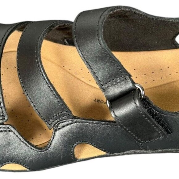 CLARKS Women Laurieann Style Black Leather Ortholite Sandals US 7.5W NEW - Picture 6 of 8